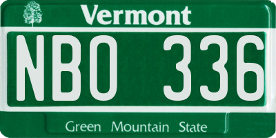 VT license plate NBO336