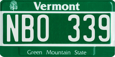 VT license plate NBO339