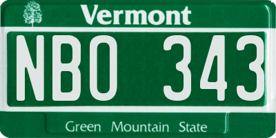 VT license plate NBO343
