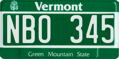 VT license plate NBO345