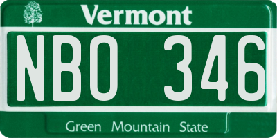 VT license plate NBO346