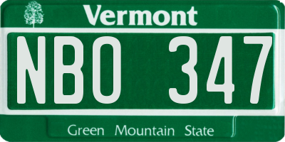 VT license plate NBO347