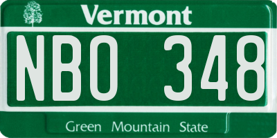 VT license plate NBO348