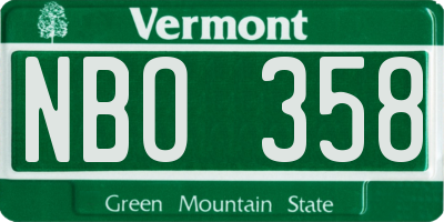 VT license plate NBO358