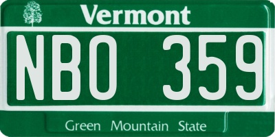 VT license plate NBO359