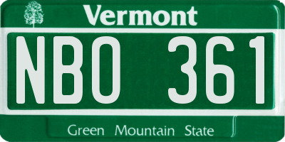 VT license plate NBO361