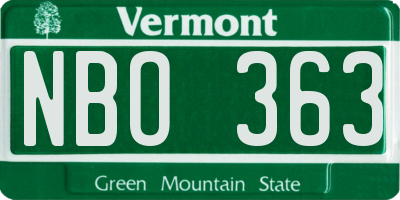 VT license plate NBO363