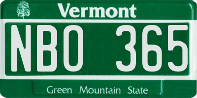 VT license plate NBO365