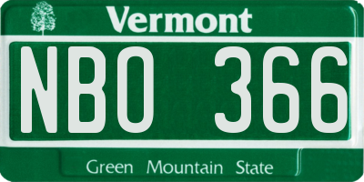 VT license plate NBO366