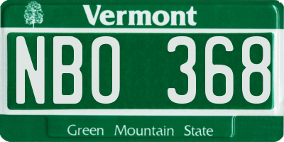 VT license plate NBO368