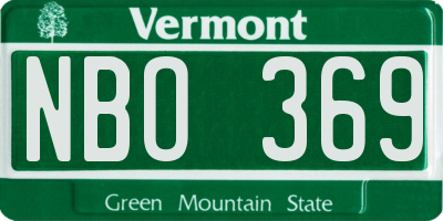 VT license plate NBO369