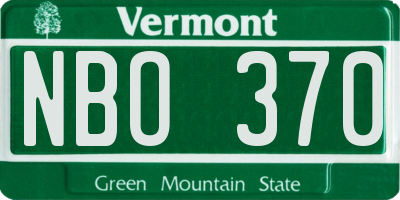 VT license plate NBO370