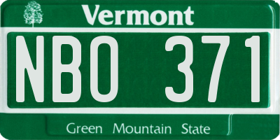 VT license plate NBO371