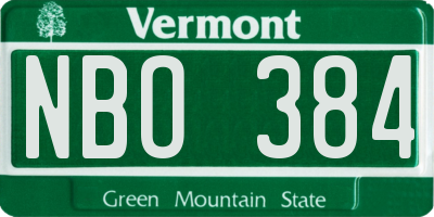 VT license plate NBO384