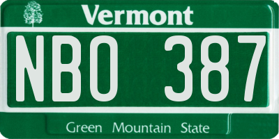 VT license plate NBO387