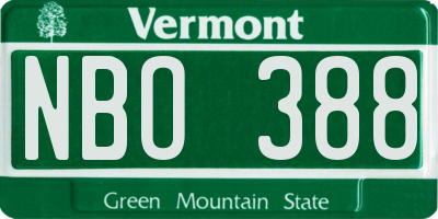 VT license plate NBO388