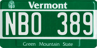 VT license plate NBO389