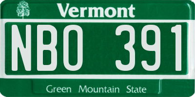 VT license plate NBO391
