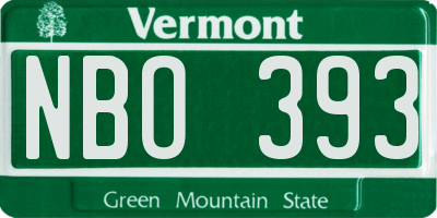 VT license plate NBO393