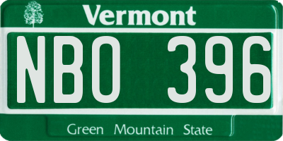 VT license plate NBO396