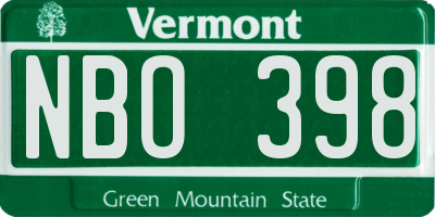 VT license plate NBO398