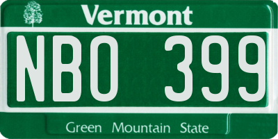 VT license plate NBO399