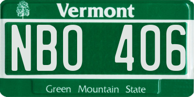 VT license plate NBO406