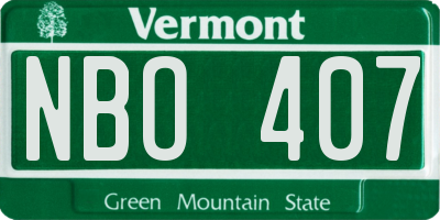 VT license plate NBO407