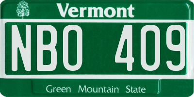 VT license plate NBO409