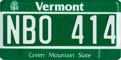 VT license plate NBO414