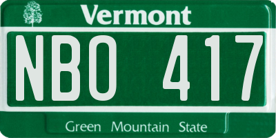 VT license plate NBO417
