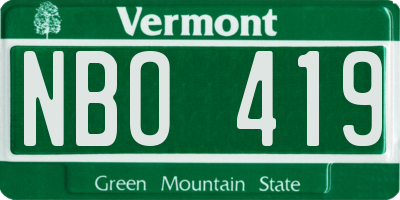 VT license plate NBO419