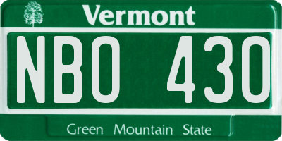 VT license plate NBO430