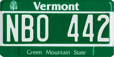 VT license plate NBO442