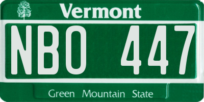 VT license plate NBO447