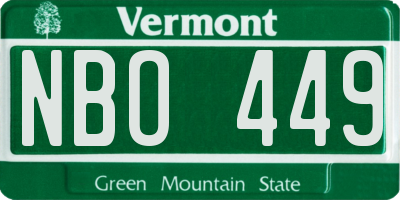 VT license plate NBO449