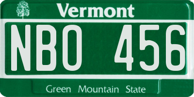 VT license plate NBO456