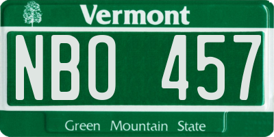 VT license plate NBO457