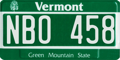 VT license plate NBO458