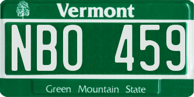 VT license plate NBO459