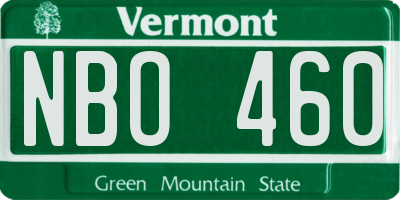 VT license plate NBO460
