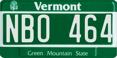VT license plate NBO464