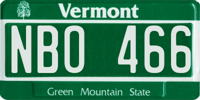VT license plate NBO466