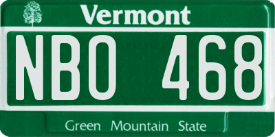 VT license plate NBO468