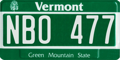 VT license plate NBO477
