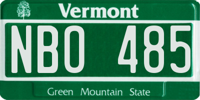 VT license plate NBO485