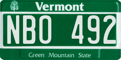 VT license plate NBO492
