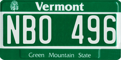 VT license plate NBO496