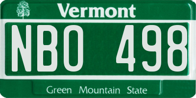 VT license plate NBO498