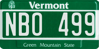 VT license plate NBO499